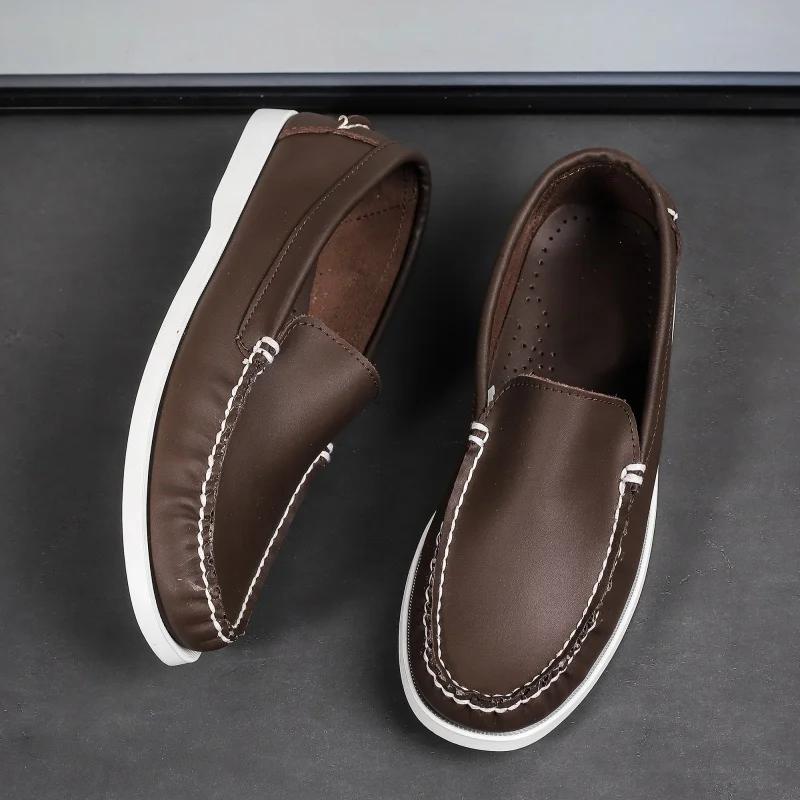 Fashion 2024 Fashion Casual Shoe Italian Designer Genuine Leather Solid Color Mens Shoes Minimalist Business Outdoor Comfort Man Loafers