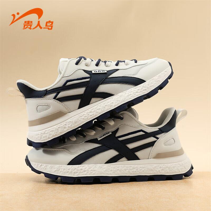 Guirenniao Men s 2025 Retro Mesh Dad Shoes EU 39 бежевый/темно-синий