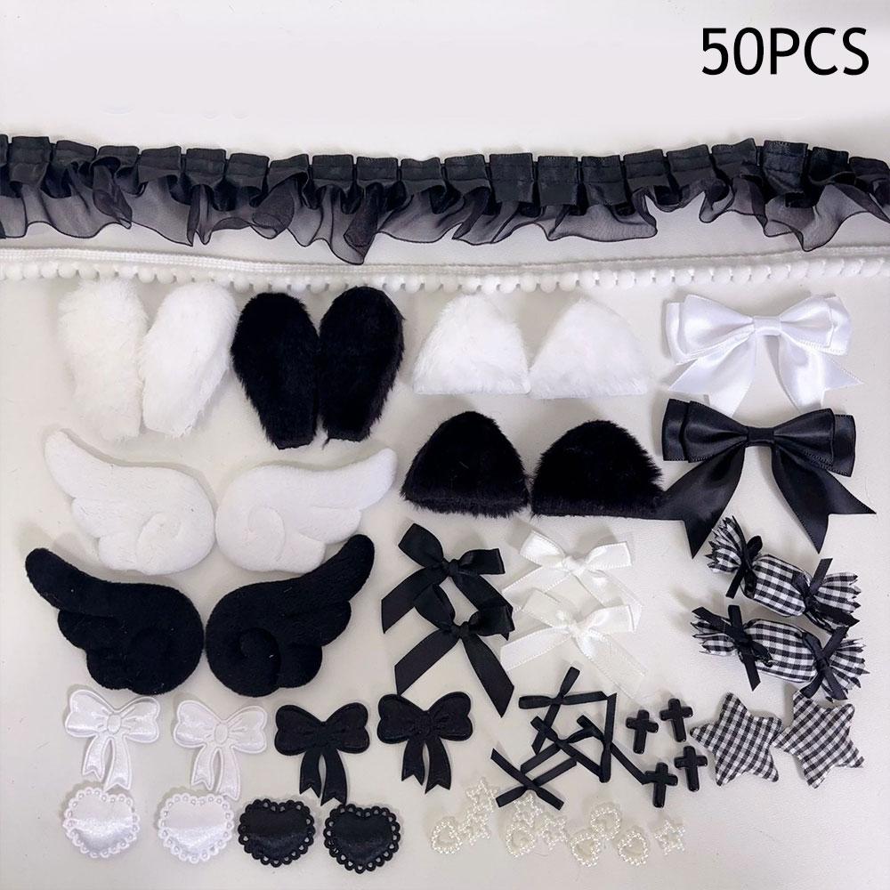 Colorful Material Pack Set DIY Plush Ear Handmade Material Pack Pink Bow Lace Pain Bag Card Cover Decoration 111pcs Material Kit