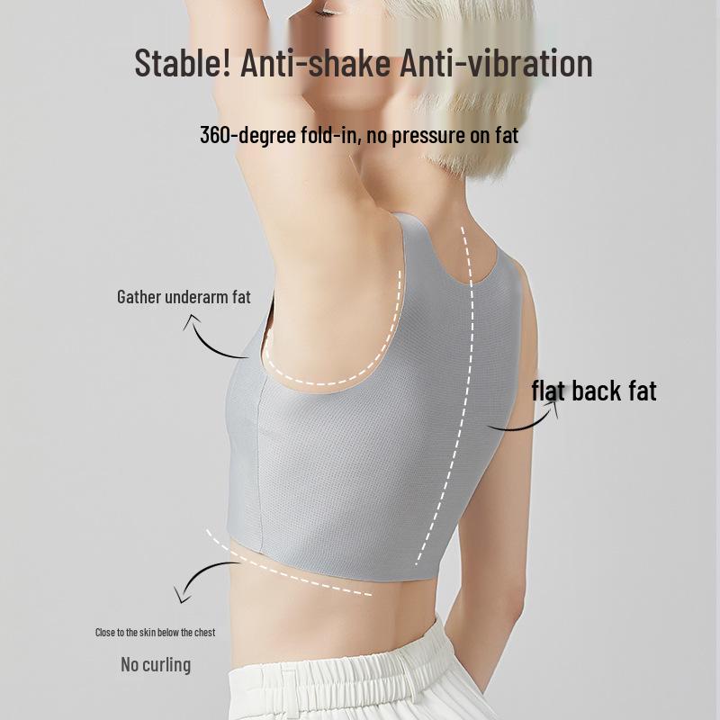Damen Brustbinde Tanktop - Anti-Nippel, Minimiert Große Brüste, Stoßfest für Sport, Reißverschluss-Stil, Dünn, Brustwickel.