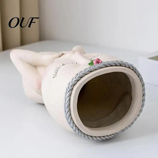 Decorative Girl Statue Vase Face Planter Pot, Cute Resin Head for Succulents Flowers, Flower Succulent Plant Container Unique Indoor Bedroom