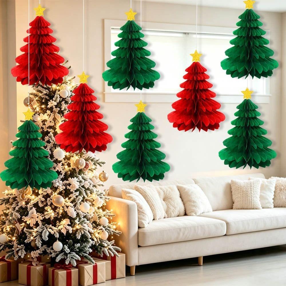 3D Design Honeycomb Hanging Decorations Paper Material Hanging Style Honeycomb Tree Ornaments Bell Shape
