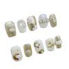 Short Press-On Nails With Hand-Painted Cute Cat Eye Design Ins Style Wearable Nail Tips Women