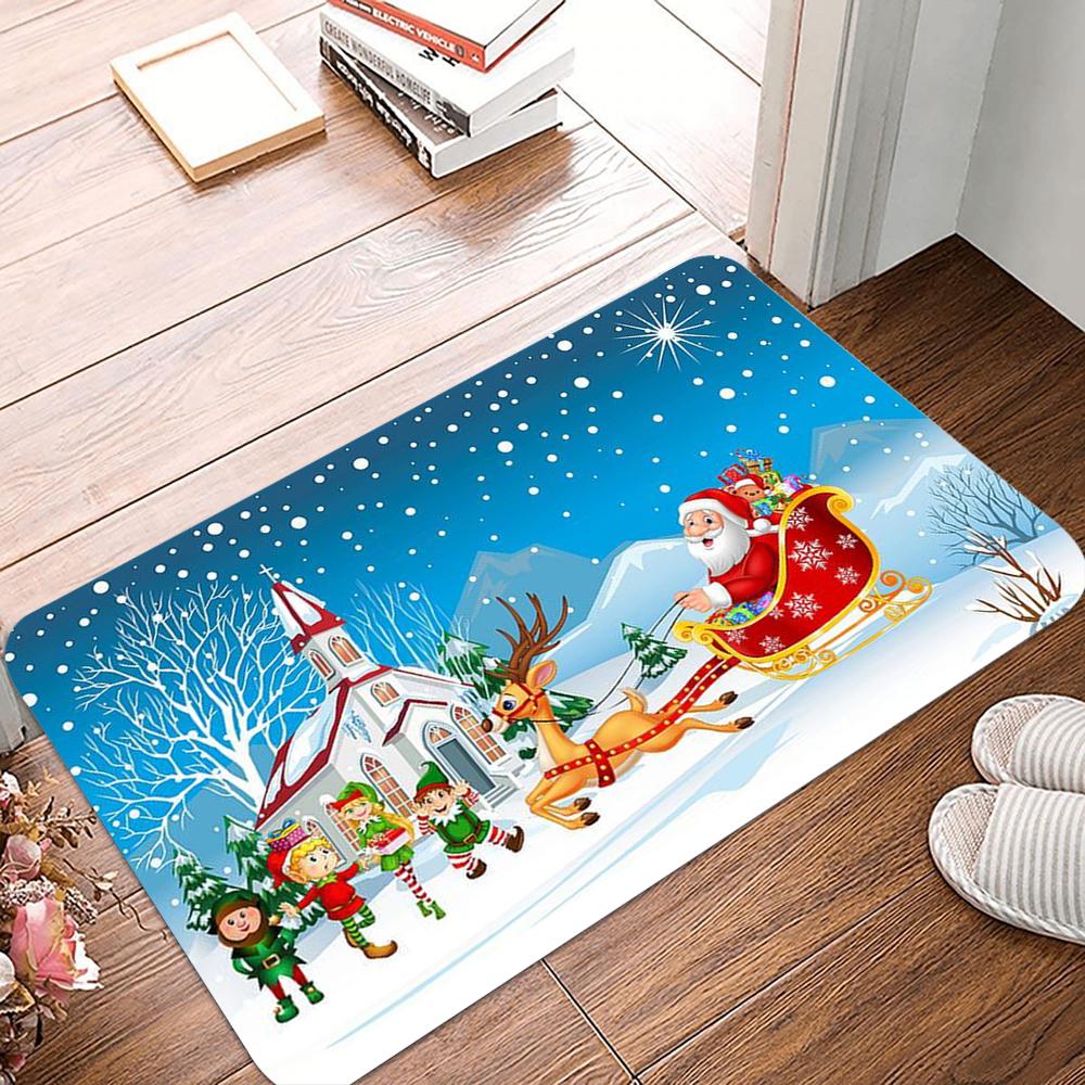 

Christmas Door Mat Santa Claus Outdoor Carpet Merry Christmas Decorations for Home Welcome Mat Carpet for Entrance Door 40x60cm