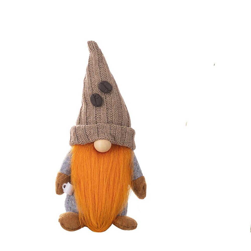 With Knitted Hat Coffee Gnomes Plush Doll Cute Elf Dwarf Plush Figurine  Desktop Xmas Ornament