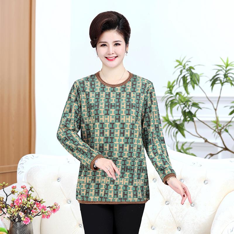 

7XL Plus Size Long Sleeve Shirt - Stylish Spring/Autumn Top for Middle-Aged & Elderly Women XL зелёный