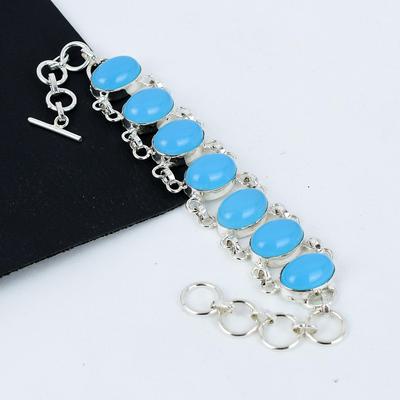 Subtilus mėlynas chalcedono akmens rankų darbo 925 svarų sterlingų sidabro apyrankė, mėlyno chalcedono apyrankė žmonai, unisex apyrankė, Velykų dovana