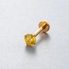 Colored Cubic Zirconia Inlaid Titanium Labret Stud (1.2*8mm) for Cartilage, Tragus, or Conch Piercing
