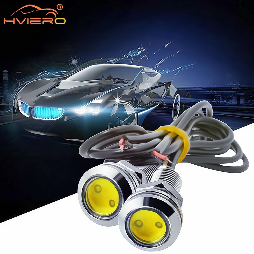 4pcs Auto DRL12V Led Eagle Eye Silver Shell Bulb DayTime Running Turn Signal Lights 18mm Backup Reversing Parking Lamp Fog Light