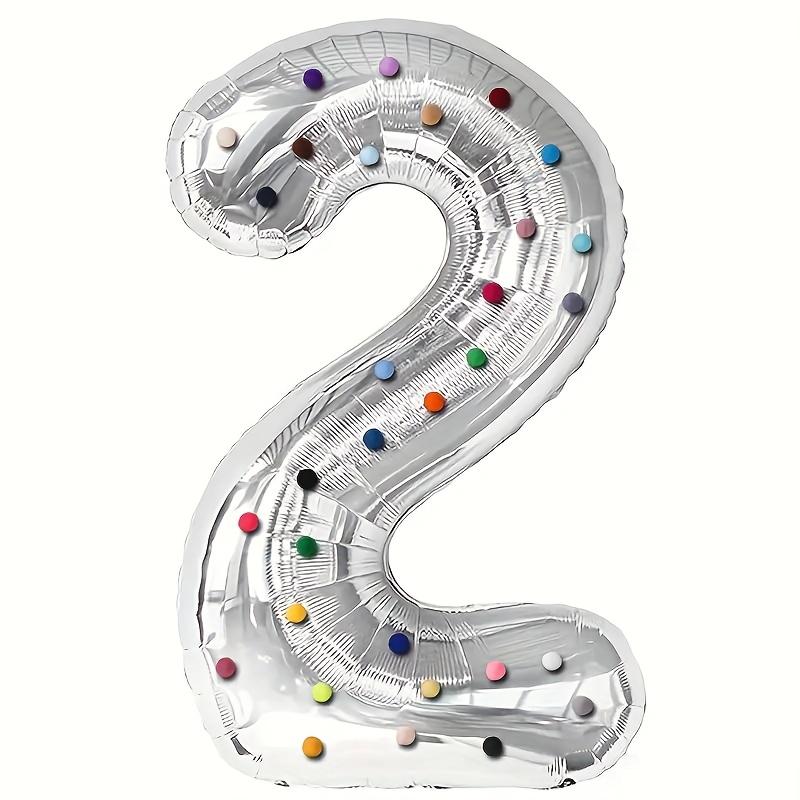 40inch Silver Number 0-9 Hairball Foil Balloons for Birthday Party Wedding Anniversary Baby Shower Living Room Digital Balloon