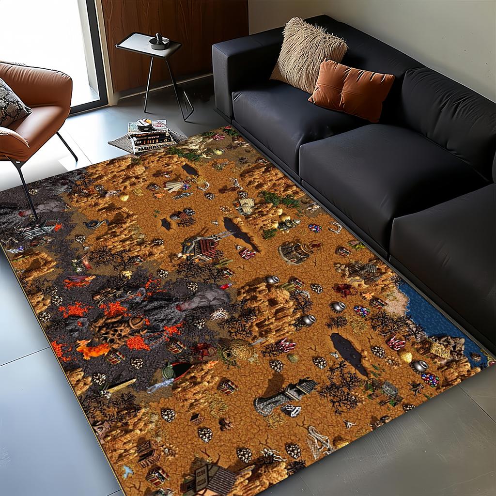 HD Treasure Chest Heroes of Might and Magic Map 27 Style HOMM3 Carpet Rug for Living Room Bedroom Home Sofa,Non-slip Floor Mat