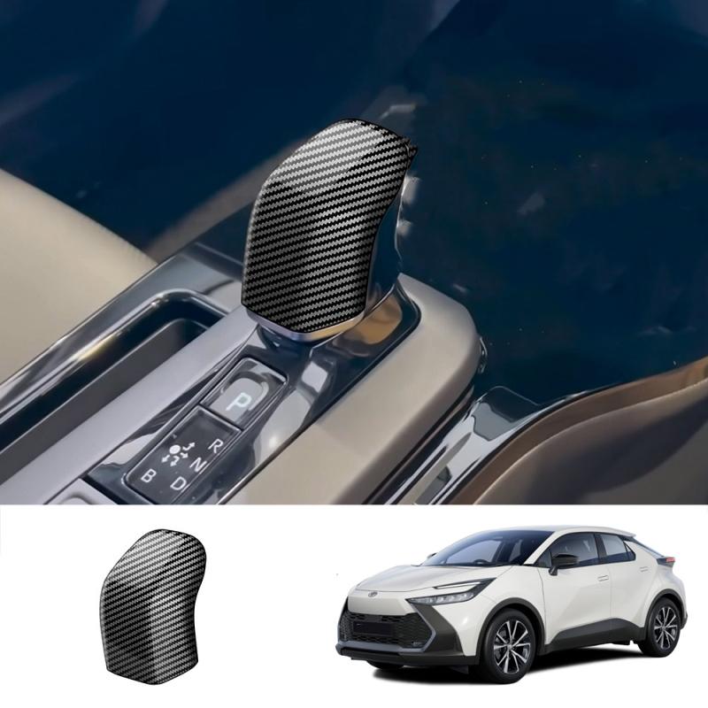For Toyota CHR C-HR 2024 2025 ABS Carbon fiber chrome Car Gear Shift Panel Frame Gear Knob Cover Head Trim Interior Accessories