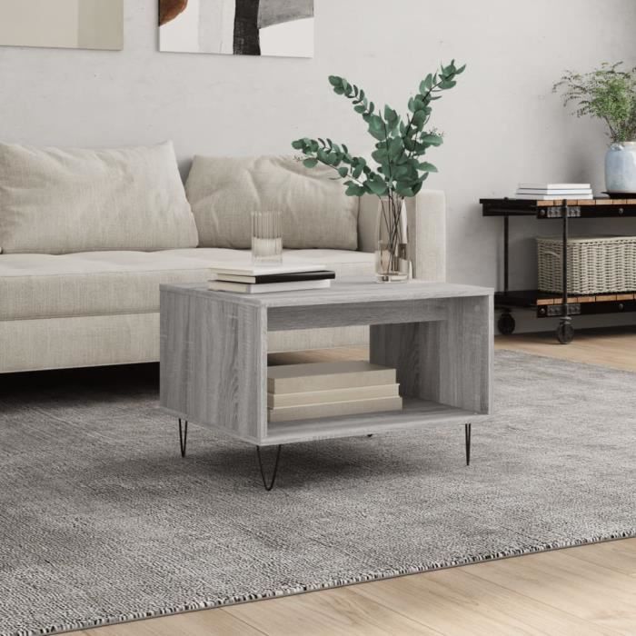 VidaXL Table basse sonoma gris 60x50x40 cm bois d'ingénierie 829258
