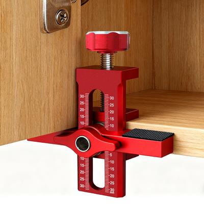 2-in-1 Aluminium Alloy Cabinet Door Mounting Jig & Rebound Device Tool, Installation Positioner Adjustable Cabinet Hardware Jig