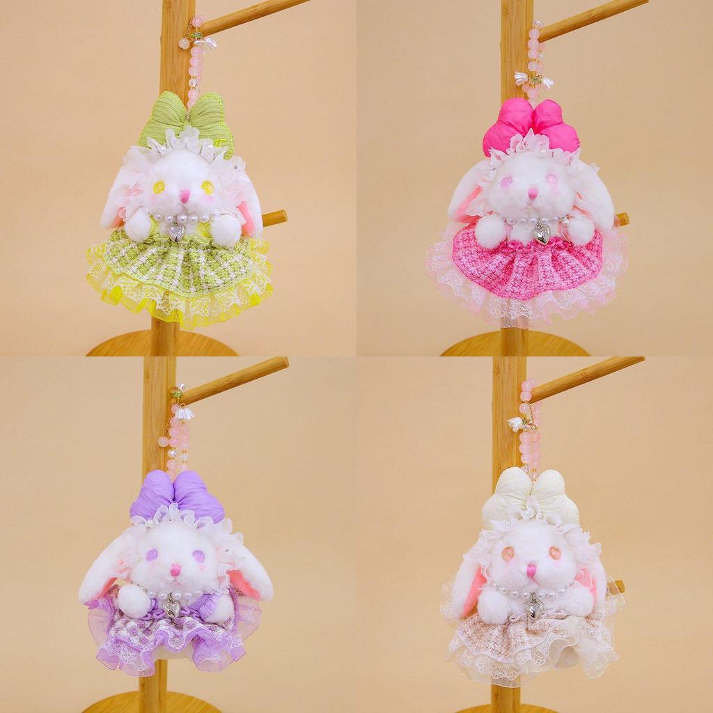 Rabbit Adorable Plush Pendant With Bow And Dress Decoration For Kids Decor