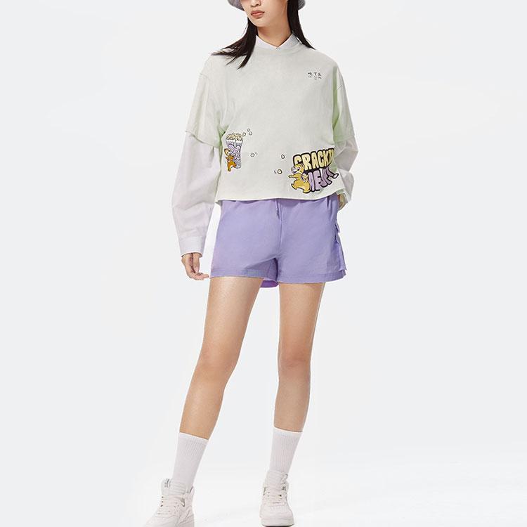 Li Ning Sports Trend Series Solid Color Large Pocket Logo Pattern Loose Casual Shorts Women Shorts AKSS310-1