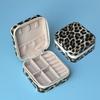 Leopard Print Portable Jewelry Box for Women's Accessories: High-End Necklace, Earring, Stud, and Ring Storage.