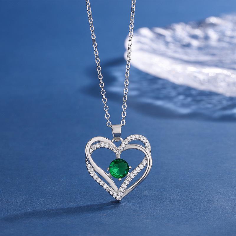 Ewige Herz Halskette mit Zwölf Geburtsstein Anhänger - Damen Schlüsselbeinkette Weihnachtsgeschenk