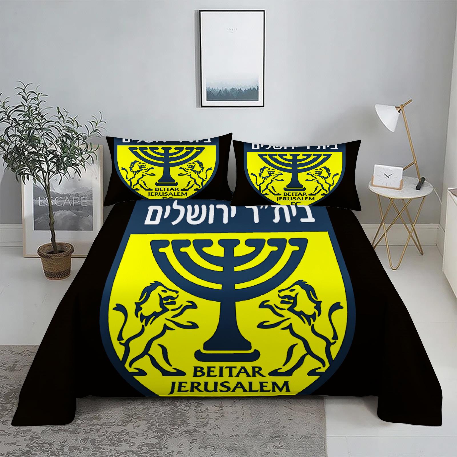 

3 шт. Постільна білизна Fc Beitar Jerusalem Ізраїль Футбольний комплект постільної білизни Односпальний Twin Queen King Розмір Повний комплект Постільна білизна Постільна білизна Для дітей AU Single(140*210cm)3pcs