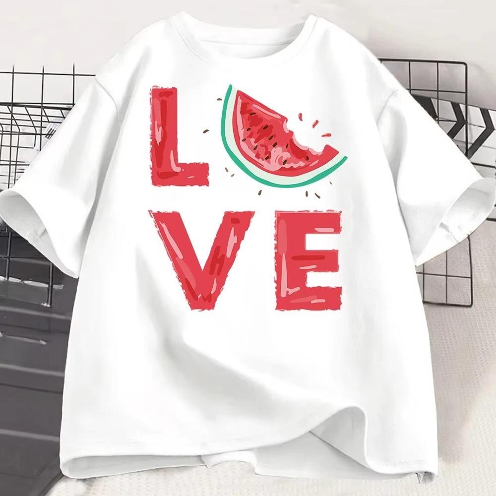 Maycaur New Kawaii Watermelon Fruits Print Women Tops Casual Female Short-sleeved Streetwear T-shirts