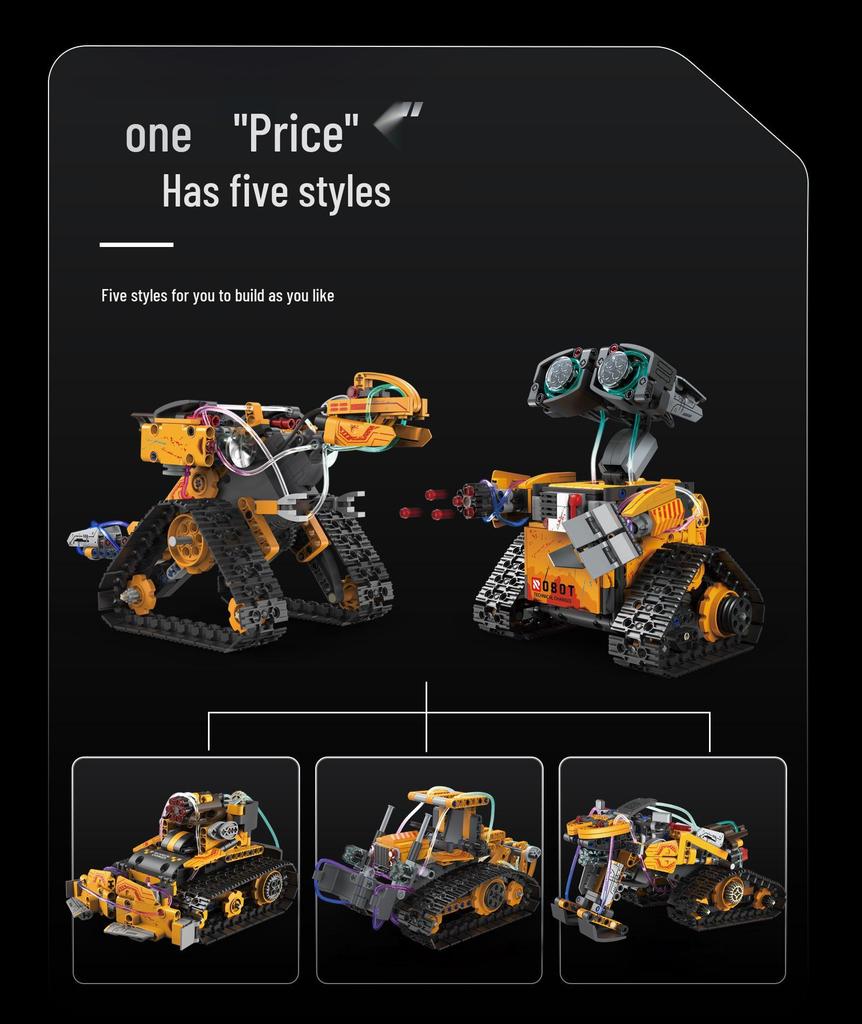 Fünf-in-Eins Programmierbarer Wall-E Roboter: Montagebausteine, Elektrische Wissenschaftliche Bildung, Fernbedienung, Kompatibel mit Lego