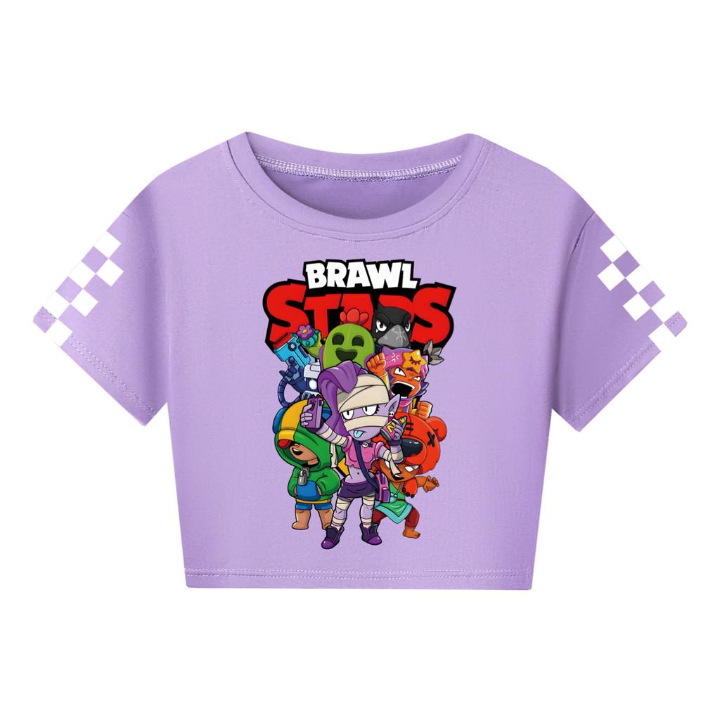 4094 Kid Girls Brawl Stars Print Short Sleeves Short T-Shirt