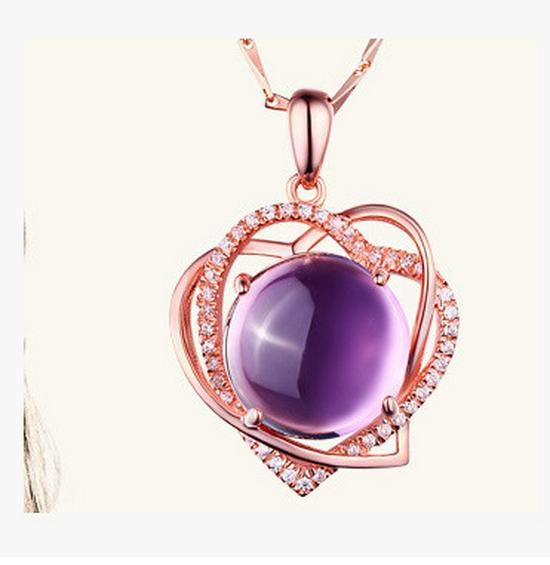 Japanese & Korean Fashion Pink Crystal Women's Clavicle Necklace with Rose Quartz Pendant.