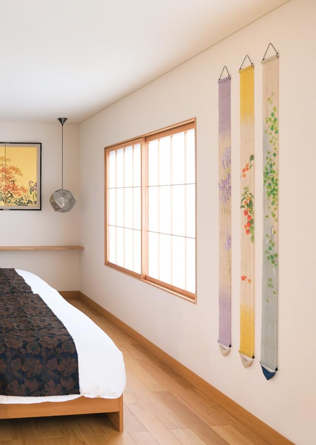 Kyoto Rakushian Noren Narrow Tapestry Linen Tapestry Narrow Tapestry Hanging Scroll Interior Japanese Modern Japanese Style Ts-802 "Hozuki" Hand-dyed