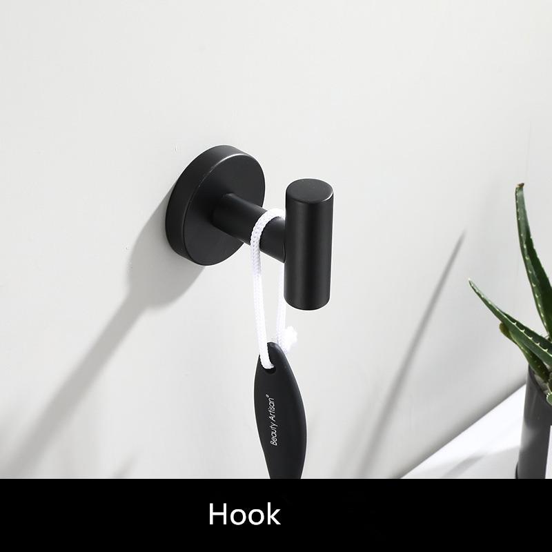 

Tuqiu Black Вешалка для полотенец, держатель бумаги, штанга для полотенец, крючок для халата, набор фурнитуры для ванной комнаты из нержавеющей стали 304 Аксессуары для ванной комнаты