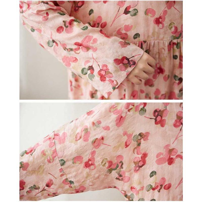 Round Neck Long Sleeve Loose Apparent Big Swing A-line Dress