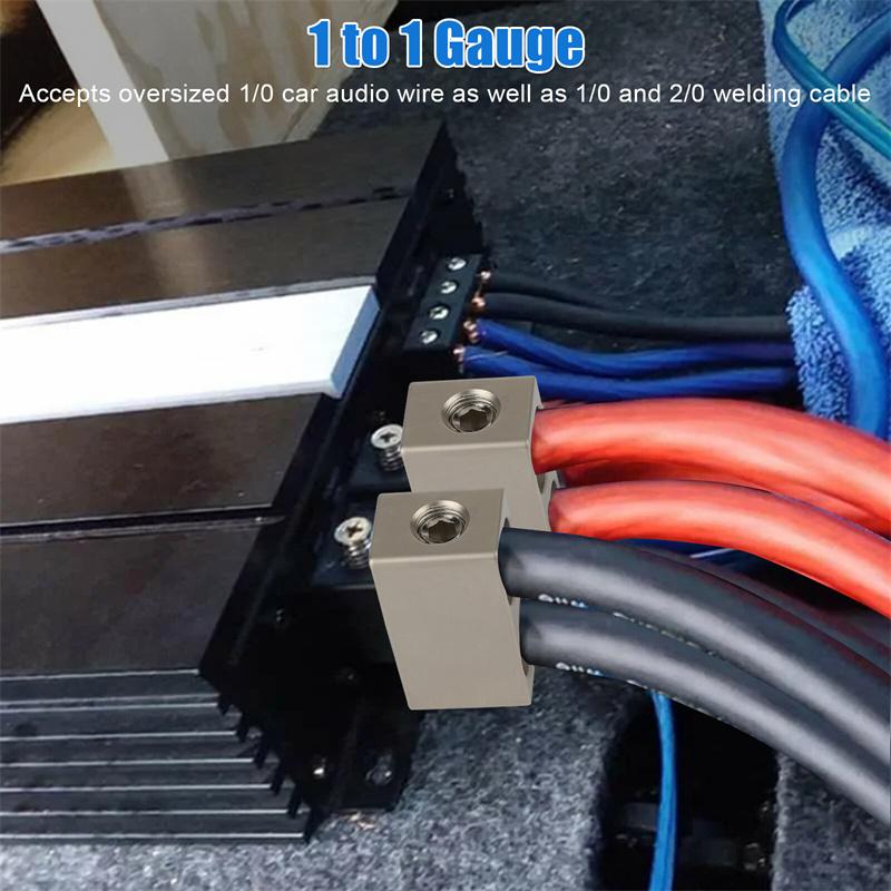Universal Car Audio Modified Wire Power Supply O-Type Terminal Block Aluminum Alloy Connector Auto Audio Amp Input Reducer