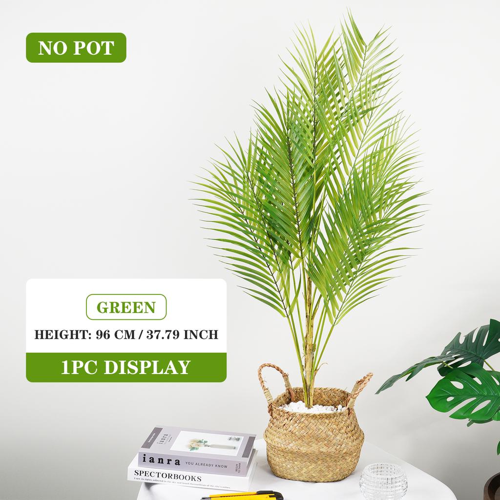 Large Artificial Palm Tree 80-125cm Fake Monstera Plant Tropical Fern Leaves for Home Garden Decor Plastic Outdoor Plants