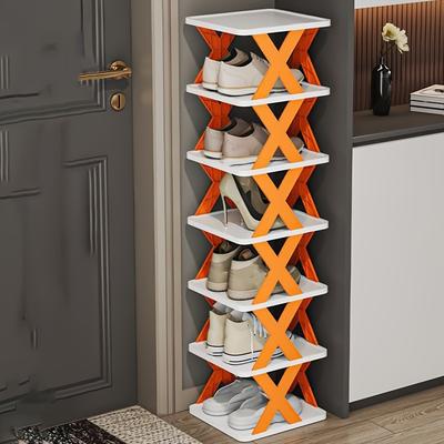 Multi-tier Foldable Shoe Rack–Plastic Space-Saving Organizer for Entryway,Hallway,Bedroom,Living Room,Simple Indoor Folding Rack