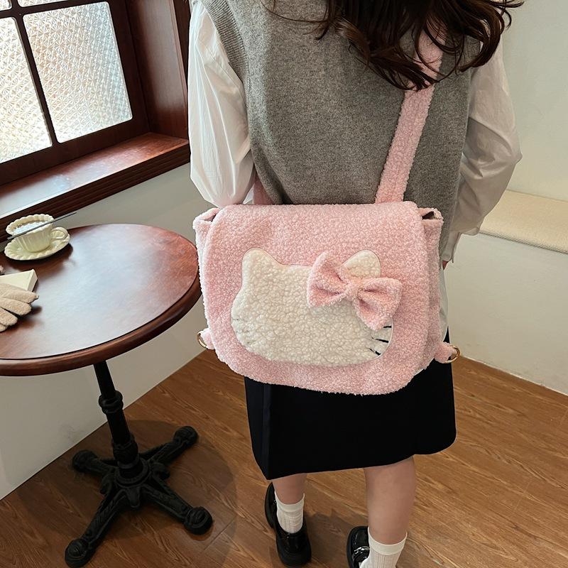 

Kitty cat backpack new girl fresh shoulder bag cute student schoolbag messenger bag 36*5*28 розовый