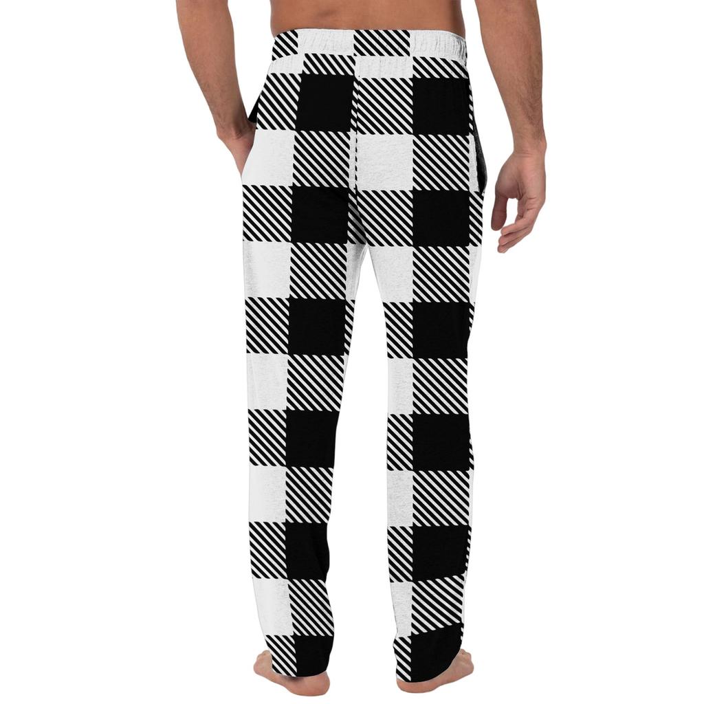 Herren Freizeit Pyjamahose mit Taschen | Einfarbig Gestreift Kariert Bedruckt Lockerer Schnitt Elastischer Bund für Zuhause