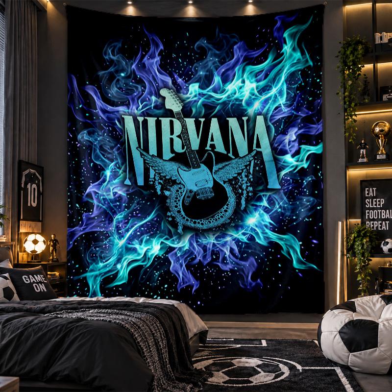 Wall Hanging Tapestry Nirvana Print Cloth for Living Room Bedroom Home Decor