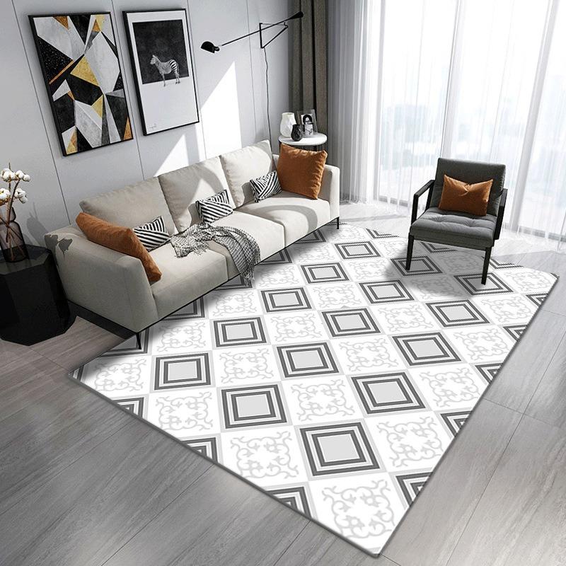 Europe Style Fashion Geometry Grid Carpet Living Room Sofa Bedroom Bedside Study Entrance Door Rug Non-slip Home Decor Mat