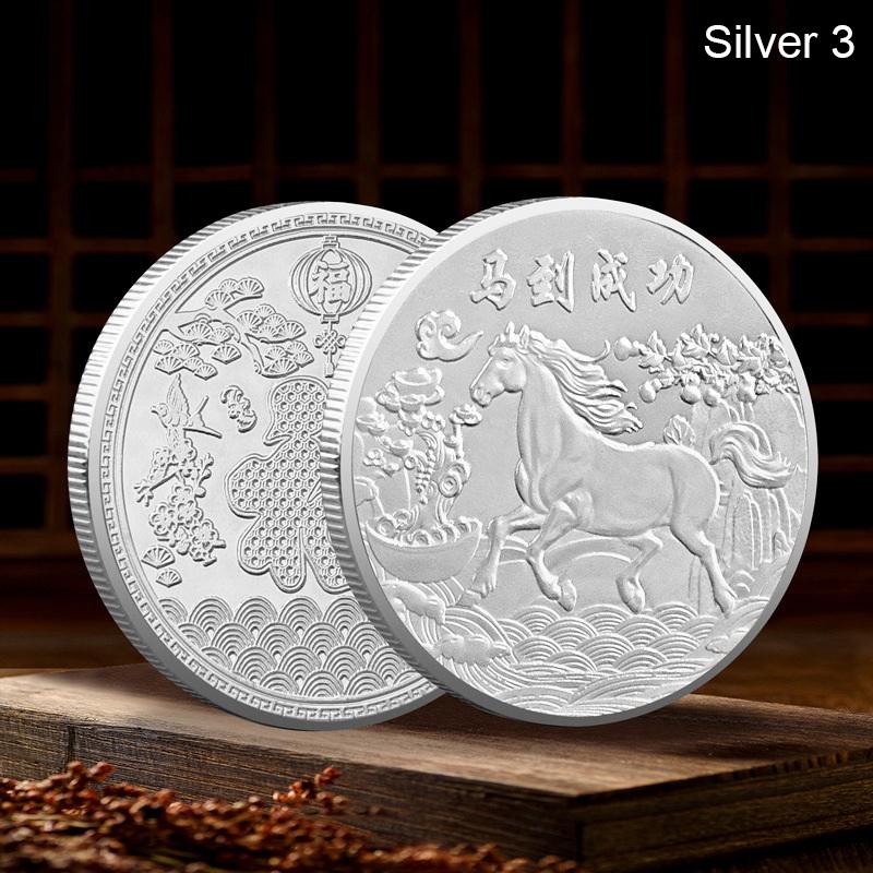 2026 New Year 40Mm Chinese Coins Lucky Animal Horse Collectible Coins Metal Collection Coin Souvenir Silver Gold Memory Medals