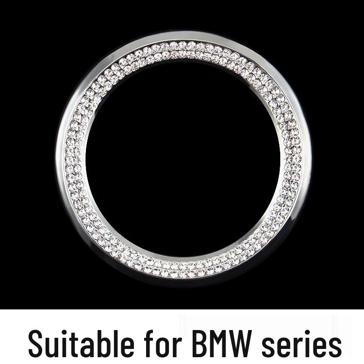 Naklejka z logo na kierownicę z cyrkoniami - Stylowa dekoracja wnętrza samochodu