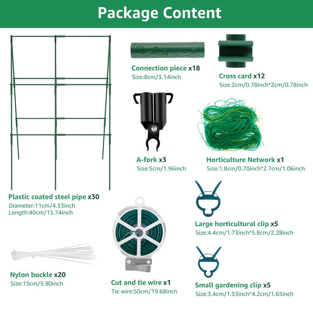 Treliça para Plantas em A Kit de Treliça para Escalada de Vegetais à Prova de Ferrugem com Rede de Escalada Suporte para Treliça de Pepino para Jardinagem ao Ar Livre