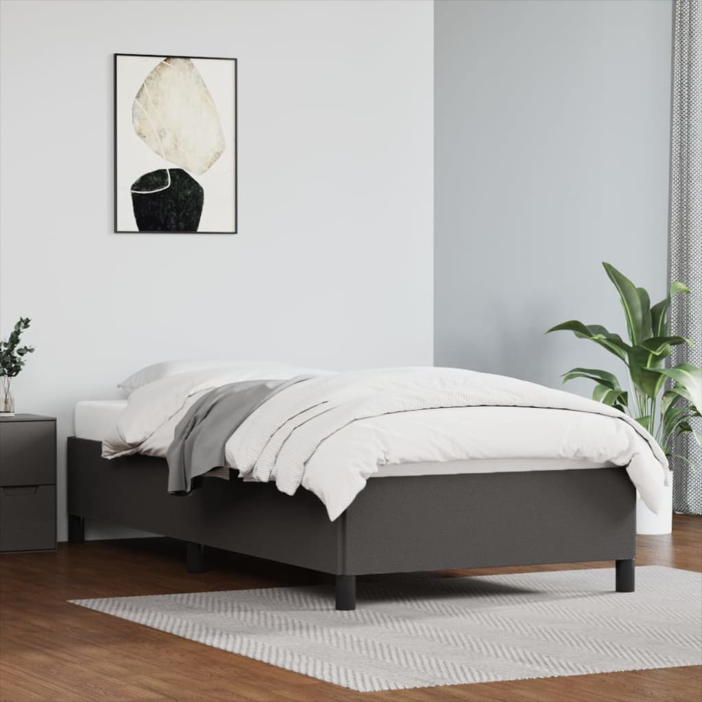 Bed Frame Gray 100 X 200 Cm Faux Leather