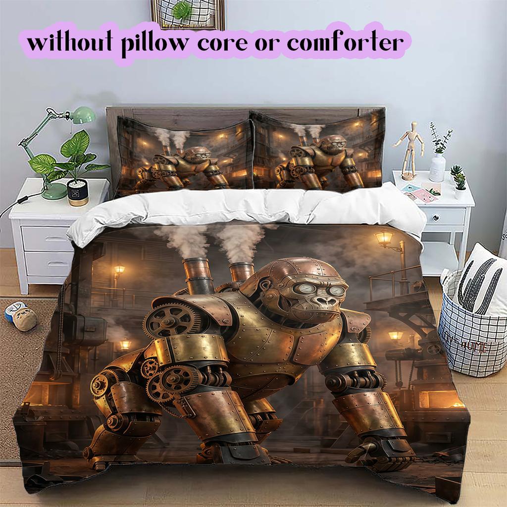 Medieval MachineryPattern Bedding Quilt Set Quilt Cover Pillowcase Home Decoration Birthday Gift (1 * duvet cover + 2 * pillowcase, without core)