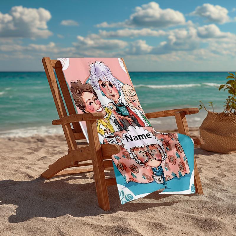 Custom Name Ultra-Soft Beach Towel with The Golden Girls Theme,Ideal for Pool - Camping, Diving - Perfect Travel Essential, Vibrant Beach Towel.