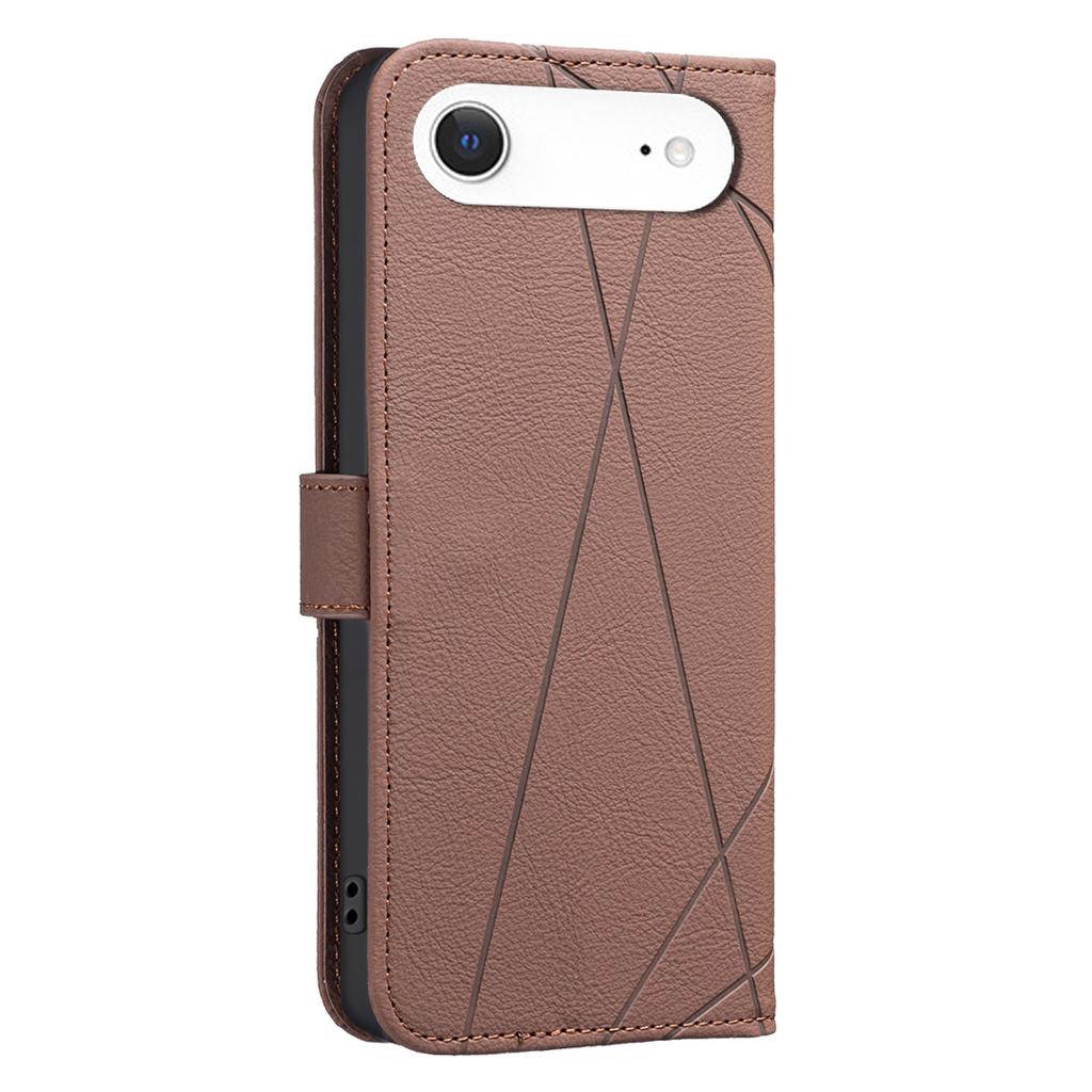 For iPhone Air Case BINFEN COLOR BF35 Geometry Imprinted Leather Phone Cover RFID Blocking Wallet Stand