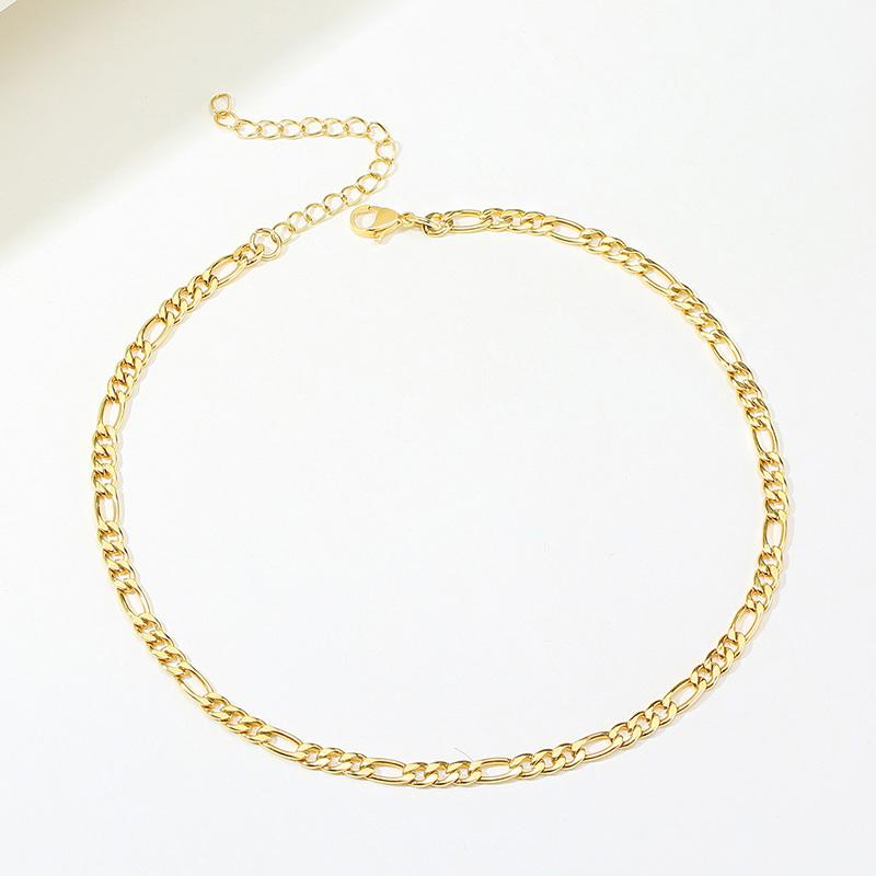 Figaro Chain Necklace Stainless Steel Link Gold Color Choker Necklace Layered Women Girls 14" 18" 20" 24"