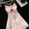 Sexy Pajamas Women's 1011 New Spring and Autumn Summer Pure Desire Wind Lace with Chest Pad Suspender Nightdress Set Summer Home