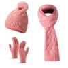3Pcs/Set Thicken Knit Beanie Snood Set Knitted Touchscreen Gloves  Unisex