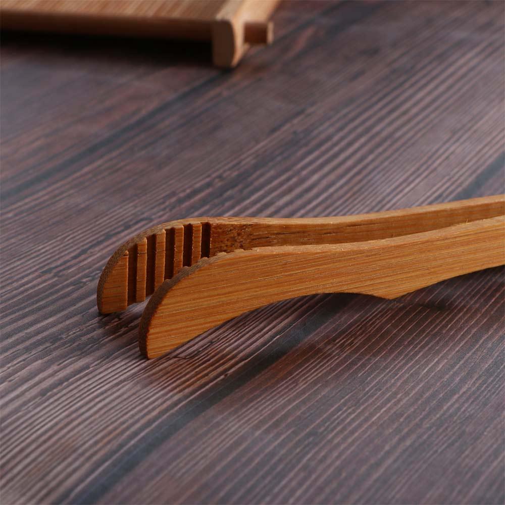 Cheese Bacon Kitchen Reusable Cooking Bamboo Toast Clip Tea Tweezer Food Tongs Gripper