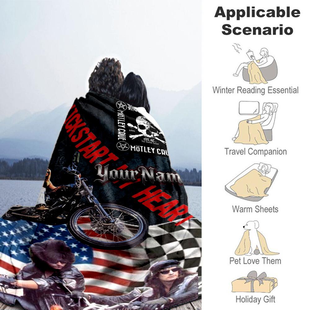 Harley-davidson Motorcycles Personalized Text Blanket Multi-purpose Personalized Blanket Warmthful Decor for Sofa Seaside Bedding Chair