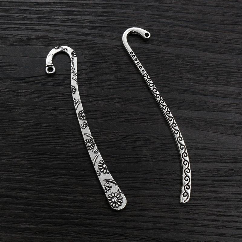10pcs Vintage DIY Bookmark Charms Flower Antique Silver Plated Zinc Alloy Charms Pendant for Bookmarks Metal Jewelry Accessories